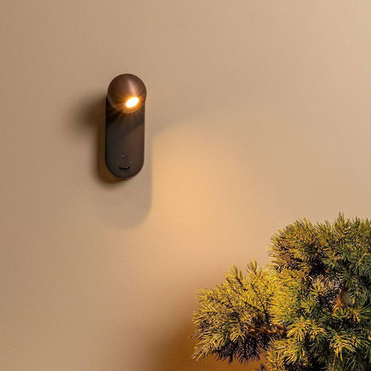 Lucide Lightning Montana Φωτιστικό Τοίχου με Ενσωματωμένο LED και Ρυθμιζόμενο Λευκό Φως Καφέ 6εκ.