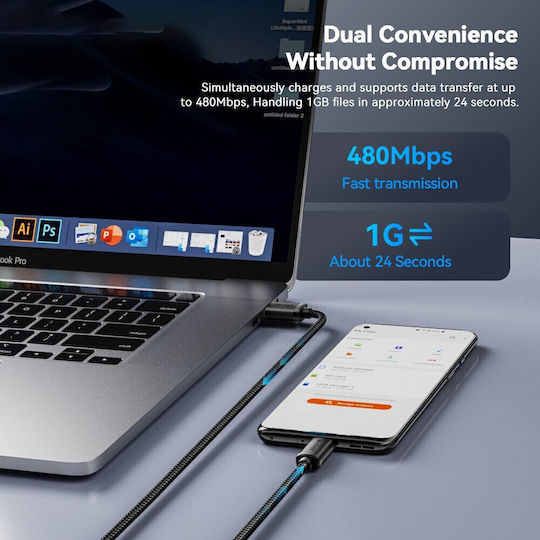 Essager Regular USB 2.0 to micro USB Cable Μαύρο 1m 0.52 1τμχ