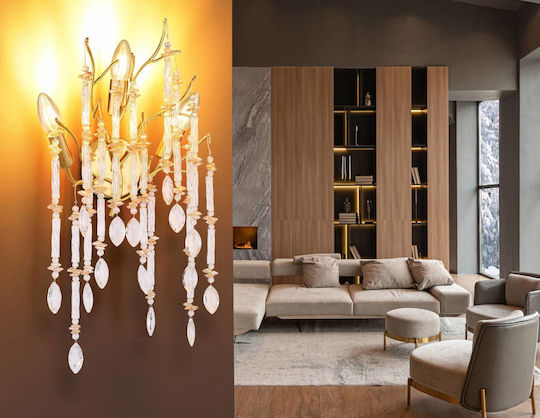 Globo Lighting Wall Lamp with E14 Lamp Bulb Base Gold 35x50cm