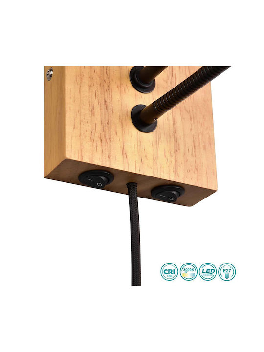 Trio Lighting Модерен Осветително тяло За стена с фасунга E27 и ключ Черен 30x25см.