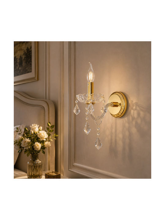 Artekko Modern Wall Lamp with E14 Bulb Base Gold 20x20cm