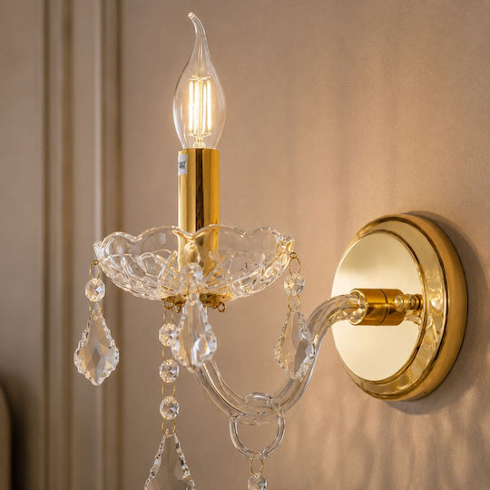 Artekko Modern Wall Lamp with E14 Bulb Base Gold 20x20x25cm