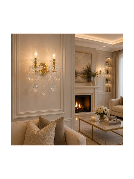 Artekko Modern Wall Lamp with E14 Socket Gold 20x20cm