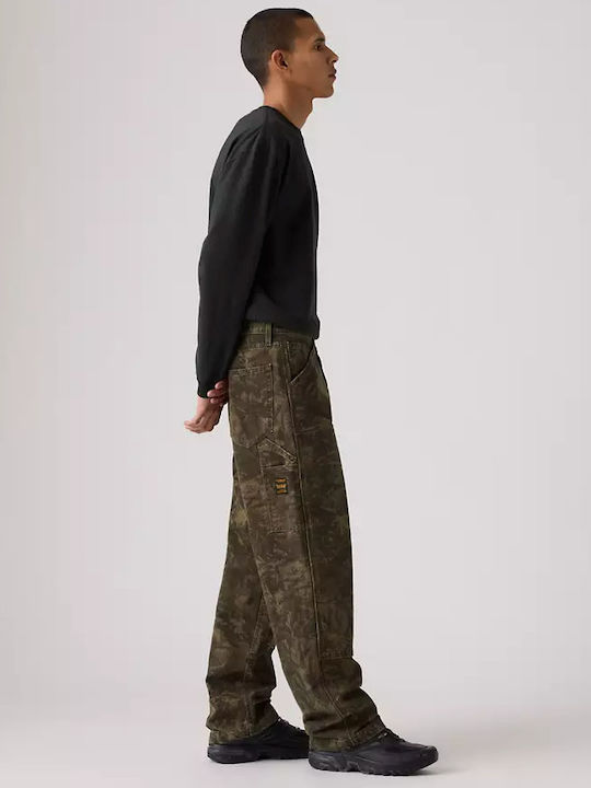 568 Herren Jeanshosen Cargo Lose Gerade Passform Grün