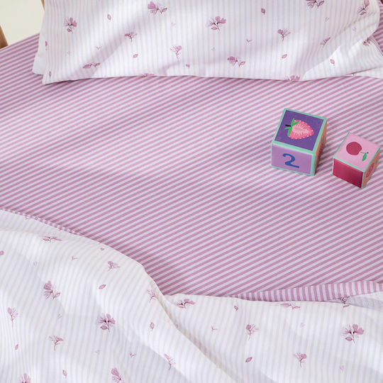 Kentia Set Baby Cradle Sheets Cotton Flory White 70x120cm 2pcs
