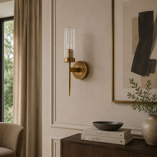 Artekko Wall Lamp with E14 Bulb Base Gold 10x10cm