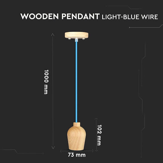 V-TAC Pendant Light Blue with Socket E27