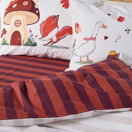 Kentia Set Kinderbettbezug Einzel mit Kissenbezug Baumwolle Alpu 165x245cm