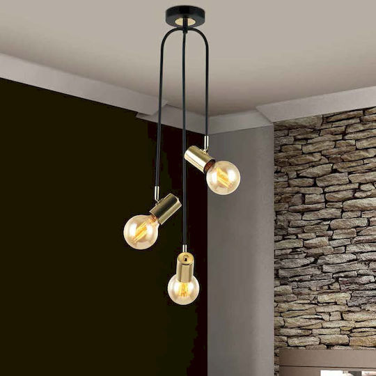 Luma Pendant Light Black Ball with Socket E27 30x75cm