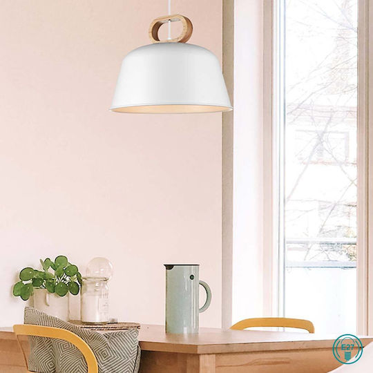 Viokef Clip Pendant Light White Bell with Socket E27 33cm