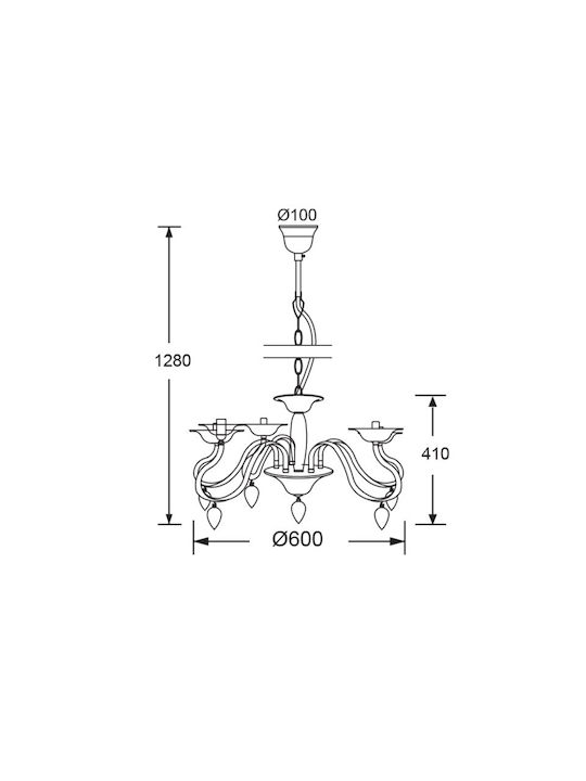 Aca Firenze Candelabru 5xE14 cu Lumânări Negru SF3631105
