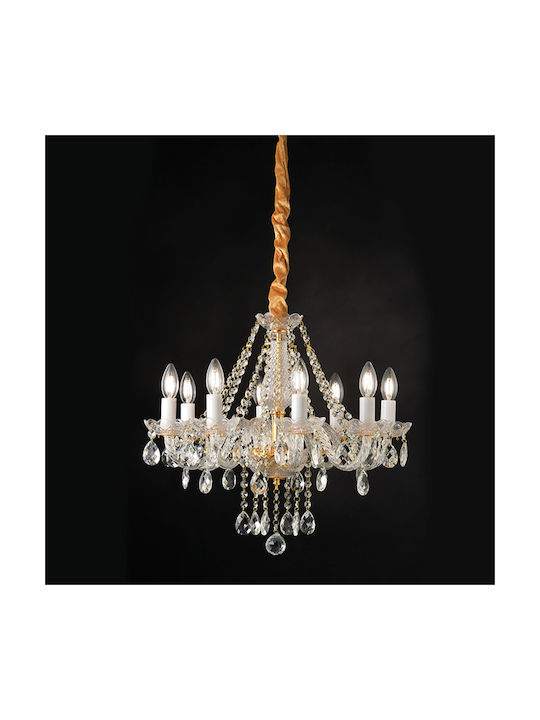 Aca Gladiolo Kronleuchter 8xE14 Ø57cm mit Kerzen Gold BLK80418PCG