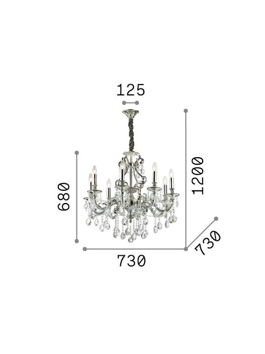 Ideal Lux Gioconda Kronleuchter 8xE14 Ø73cm mit Kerzen Gold 060514