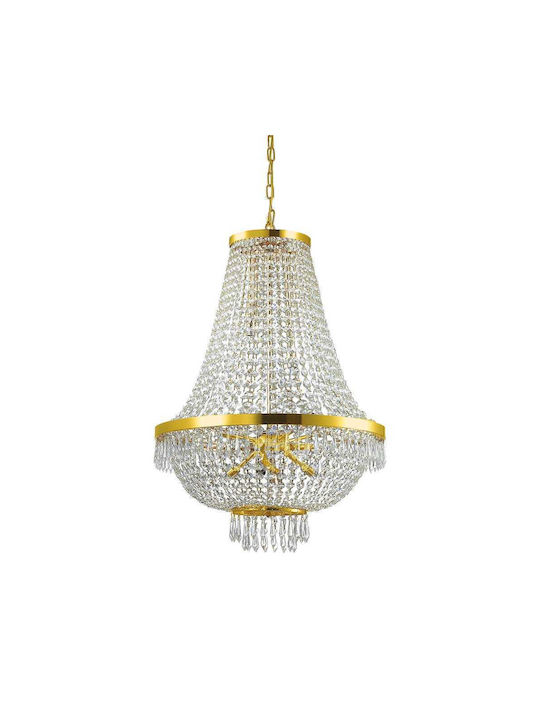 Ideal Lux Kronleuchter 6xG9 Ø38cm mit Kristallen Gold 114729