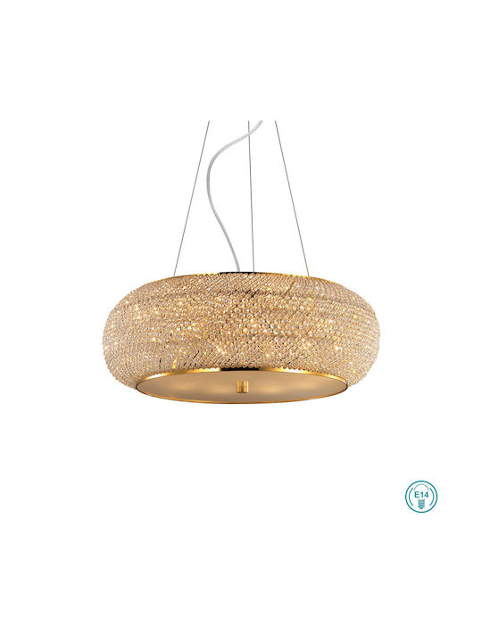 Ideal Lux Πολυέλαιος 10xE14 Ø55cm με Κρύσταλλα Χρυσός 082257