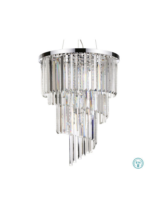 Ideal Lux Carlton SP12 Полилей 12xE14 Ø50см с Кристали Прозрачен 166247