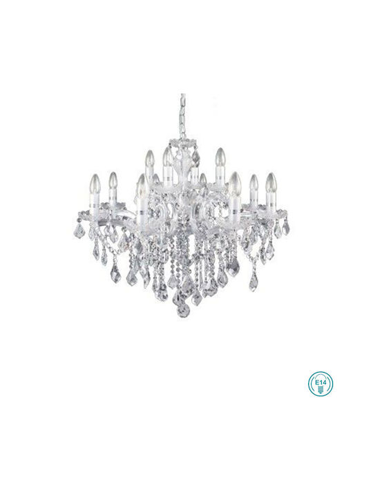 Ideal Lux Πολυέλαιος 12xE14 Ø72cm με Κεράκια Διάφανος 035604