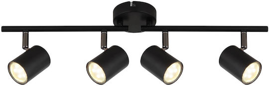 Globo Lighting Σποτ με 4 Φώτα και με Ντουί GU10 σε Μαύρο Χρώμα Globo Lighting Σποτ με 4 Φώτα και με Ντουί GU10 σε Μαύρο Χρώμα