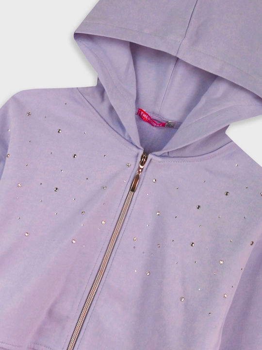 Kinder-Sweatshirt Strickjacke mit Kapuze Flieder