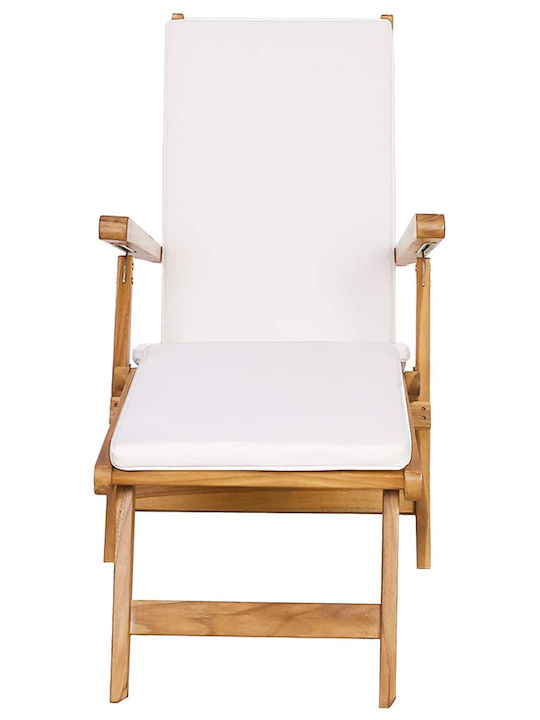 Double Wooden Deckchair with White Pillow 152x60x94.5cm