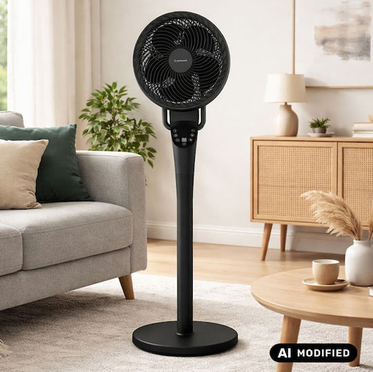 Morris Morris Ventilator Sockel 32W Lüfterdurchmesser 25cm mit Fernbedienung Schwarze