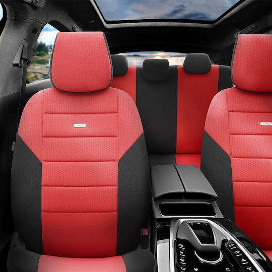 Otom Autositzbezüge One Design Universell Baumwollmaterial Rachel Deckelsatz Vorne Hinten 10 Stück Schwarz Rot One-104