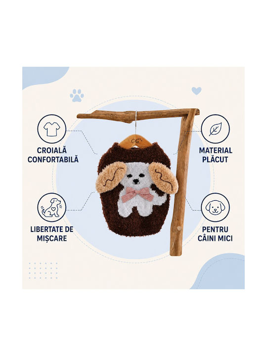 Knitted Sweater Small Dogs 3d Puppy Design Brown