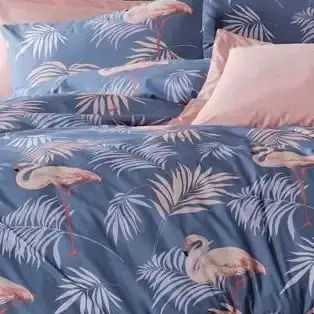 Set Huse Pentru Pilote Bumbac Satinat 200x220cm Dublu Cu 2 Fețe De Pernă Și 1 Cearșaf Albastru