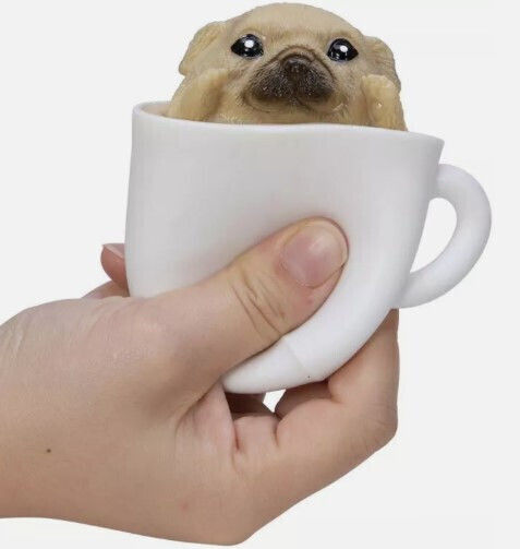 Schylling Pup In A Cup Brown Squishy