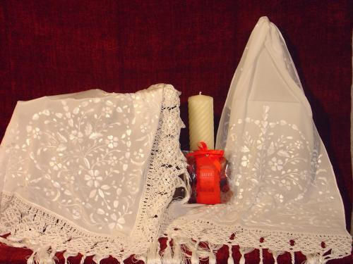 Linea Home Checkered Silk Tablecloth With Embroidery Set 5 Pieces Pure Pure 150x150cm Linea Home Checkered Silk Tablecloth With Embroidery Set 5 Pieces Pure Pure 150x150cm