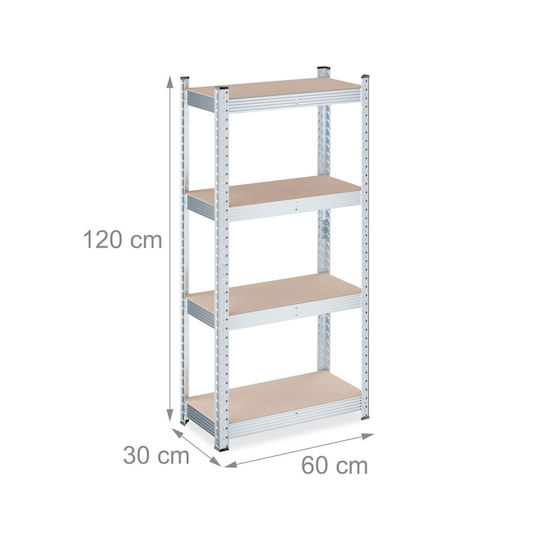 Relaxdays Raft Dexion Galvanizat 60x30x120cm Cu 4 Rafturi
