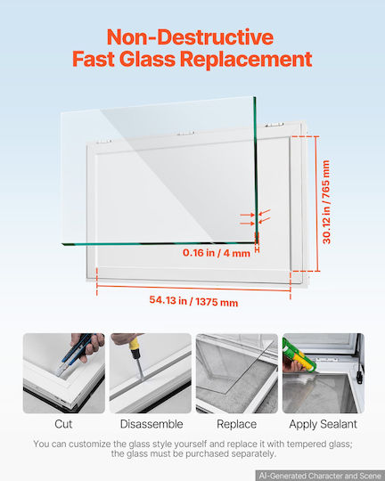 Vevor Concession Window 1524x915mm Service Window Aluminum Alloy Food Truck Serving Base Up To 85 Degrees 4 Sliding Acrylic Windows Awning Door Tow Hook Water Resistant