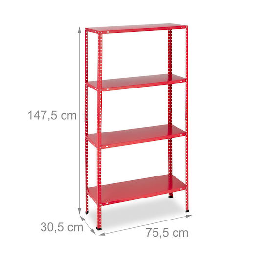 Relaxdays Dexions 75.5x30.5x147.5cm cu 4 Rafturi Rezistență Totală 640kg 2 Bucăți