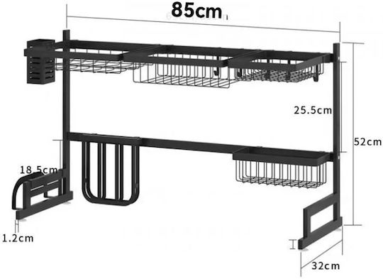 Metallisches Schwarzes Spülbeckenablauf 85x32x52cm