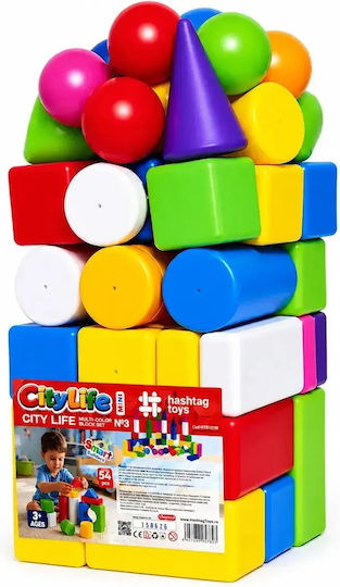 Hashtag Toys Cuburi de construit Educative City Life Mini 3 pentru 3+ Ani 54 Buc HTB1218