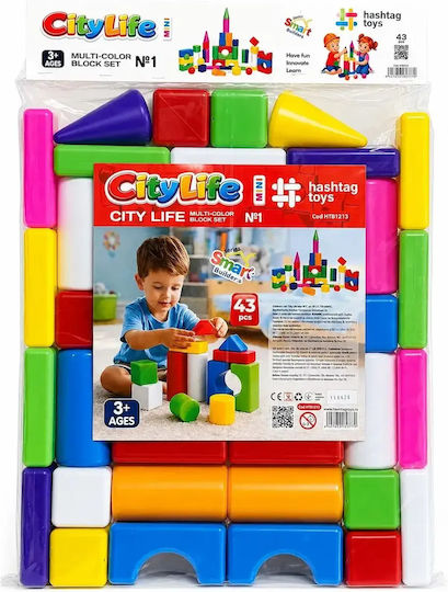 Hashtag Toys Cuburi de construit Educative City Life Mini Building Set 1 pentru 3+ Ani 43 Buc HTB1213