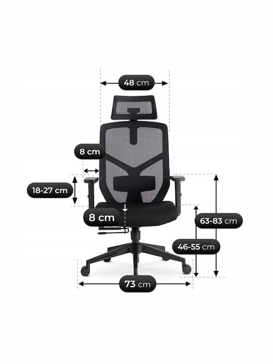 Mebel Elite Καρέκλα Γραφείου με Ρυθμιζόμενα Μπράτσα Μαύρη