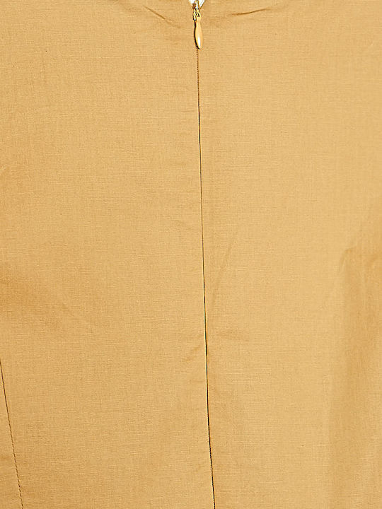Summer Midi Shirt Dress Camel