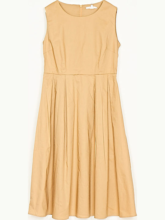 Summer Midi Shirt Dress Camel