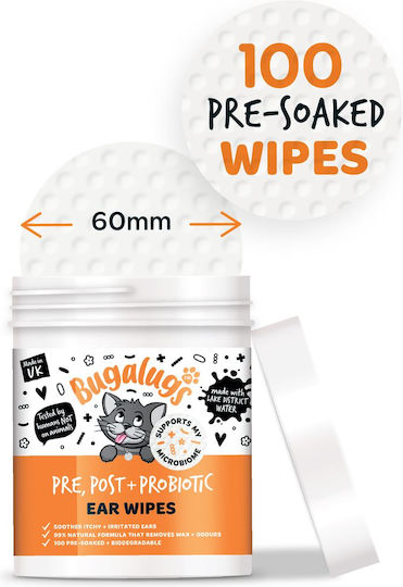 Pre Post & Probiotic Ear Cleaning Wipes for Cats 100 pcs