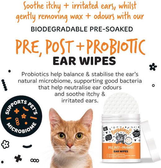 Pre Post & Probiotic Ear Cleaning Wipes for Cats 100 pcs