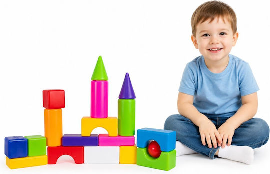 Hashtag Toys Cuburi de construit Educative Multicolor Block Builder Set pentru 3+ Ani 18 Buc HTB1185