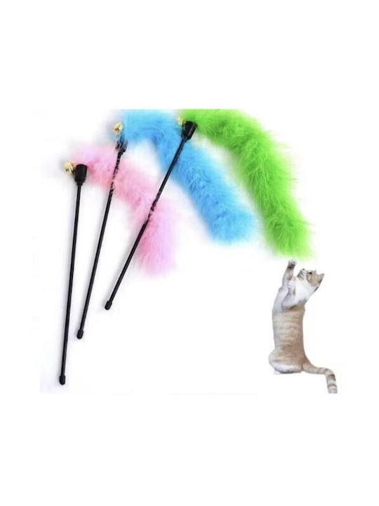 Interaktives Katzenspielzeug Stock Federn & Glöckchen Rosa 45cm