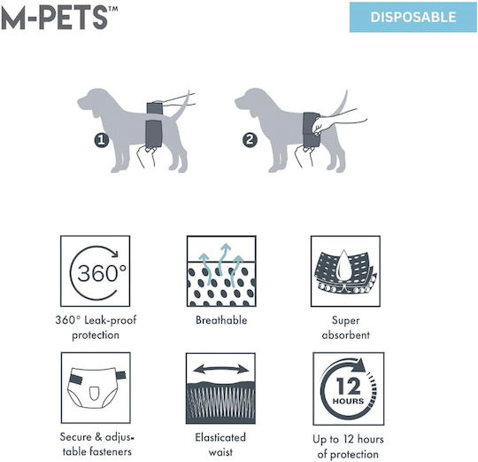 M-Pets Βρακάκι Σκύλου για Ακράτεια Medium 12τμχ