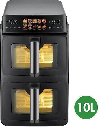 Just Perfecto iCook Heißluftfritteuse mit Doppeltem Abnehmbaren Behälter 10lt Schwarz