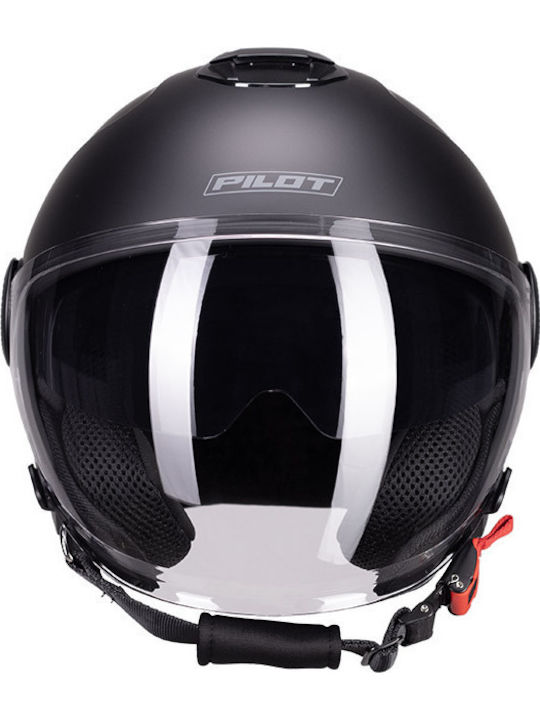 Pilot Fly SV Черен мат Мотоциклетна каска Джет ECE 22.06 1300гр с Sunvisor