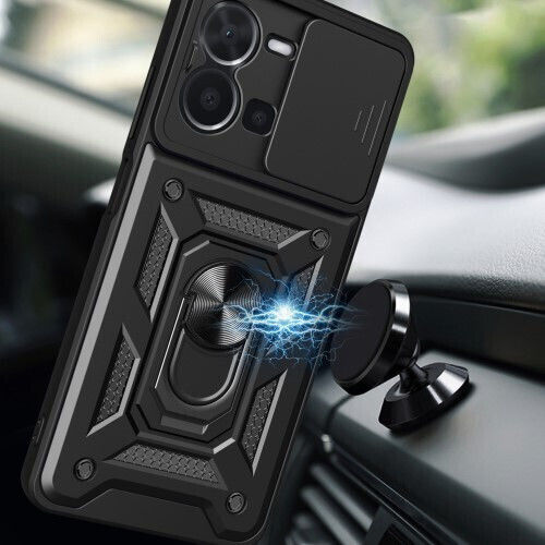 Hibridă Back Cover Silicon Negru (Vivo Y22S / Y35)