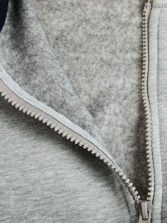 Kinder-Sweatshirt Strickjacke mit Kapuze und Taschen Grau