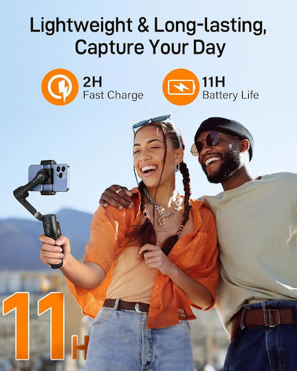 Hohem Isteady X3 Se Stabilizator Mecanic Automat Cu Stabilizare Pe 3 Axe Design Ușor Pliabil Compact Stabil Detașabil Telecomandă Durată A Bateriei De 11 Ore Ideal Pentru Vlogging Călătorii Negru