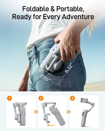 Hohem Isteady X3 Se Stabilizator Mecanic Automat Cu Stabilizare Pe 3 Axe Design Ușor Pliabil Compact Stabil Detașabil Cu Telecomandă Durata Bateriei De 11 Ore Ideal Pentru Vlogging Călătorii Gri